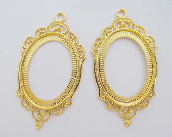 10 Colors Good Clr Plating Silver/Bronze/Gold Oval Base Setting Tray Bezel Pendant Charm,fit 30mmx40mm Cabochon/Picture/Cameo,DIY Accessory