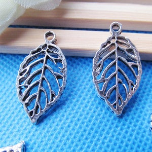 14mmx28mm Antique bronze/Antique Silver tone Small Delicated  Hollow Peace Leaf Pendant Charm/Finding,DIY Aceesory Jewelry Making
