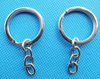 Smooth 28mm Silver tone/Antique Bronze Two Circle Key Chain Ring Connector Pendant Charm Finding,Extender Chain,DIY Accessory Jewelry Making