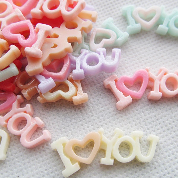 Mixed Colors Flatback Resin "I LOVE YOU" Cabochon Charm Finding,Phone Decoration Kit,DIY Accessory Jewellery Making