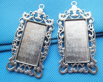 6 Antiqued Silvertone LEILANI style 25mm x 18mm CAMEO PENDANTS Frames Settings 6 Antiqued Silvertone LEILANI style 25mm x 18mm CAMEO PENDANTS Frames Settings