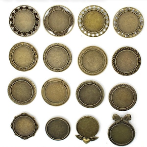 Antique Silver tone/Antique Bronze Handmade Brooch/Pin/Breast Pin,Round Base Setting Tray Bezel,Fit 30mm Cabochon/Cameo