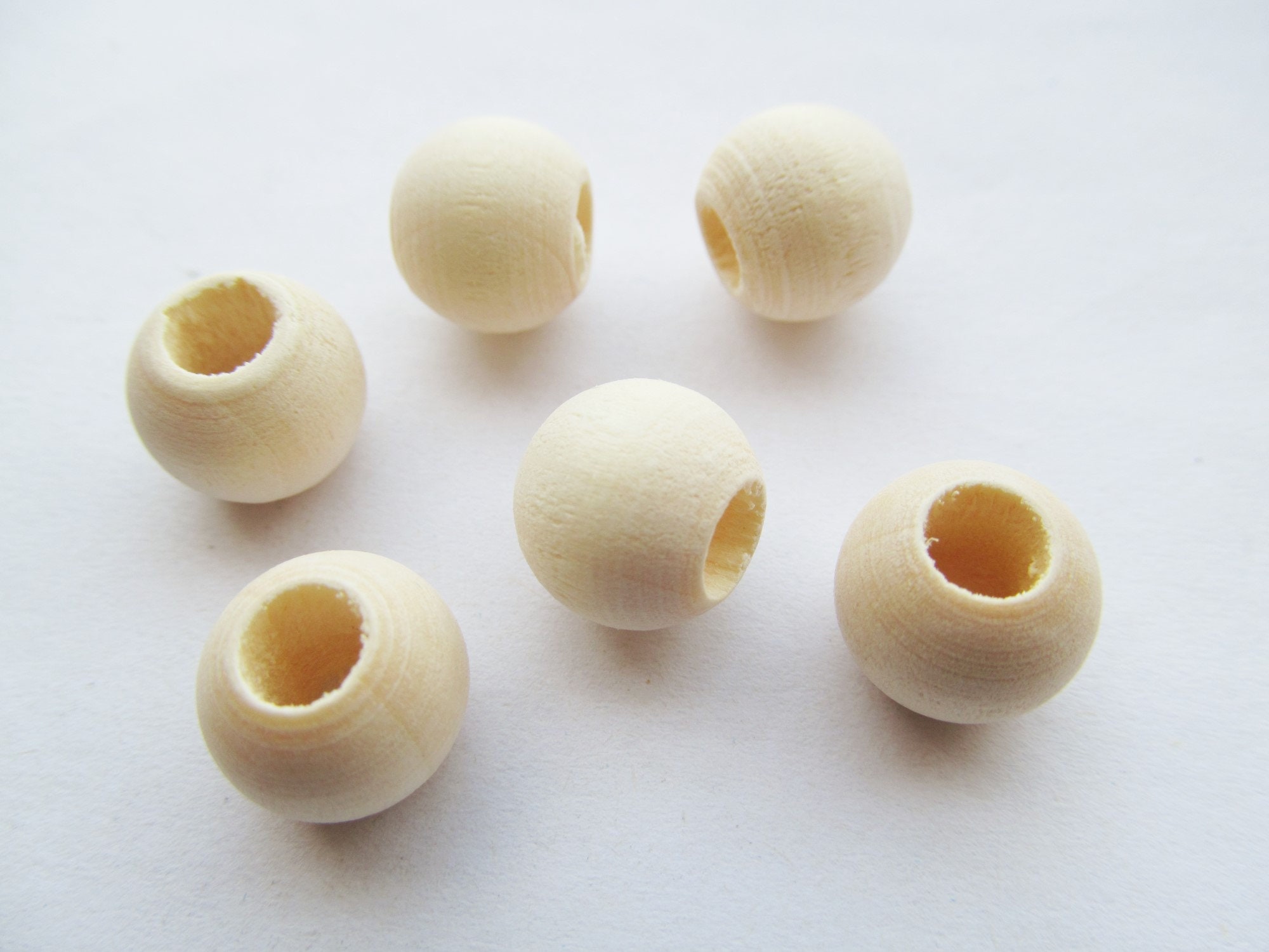 15mm Unfinished Round Ball Natural Wood Spacer Beads Charm Finding,Big Hole Middle,DIY Accessory Jewelry Making