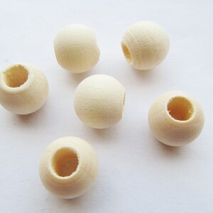 12mm unvollendeter Round Ball Natural Wood Spacer Perlen Charm Finding, Big Hole Middle, DIY Accessoires Schmuckherstellung
