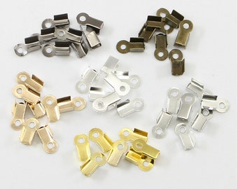 3mmx6mm 6 Colors Ribbon Leather Cord Crimp End Caps,Fastener Clasps, Connector,Crimp Beads,DIY Accessory Jewelry Making