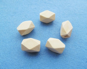 12.00mmx16.00mm Unfinished Faceted Natural Wood Spacer Beads,14 Hedron Geometricf Figure Wooden Beads Charm Finding,DIY Accessory