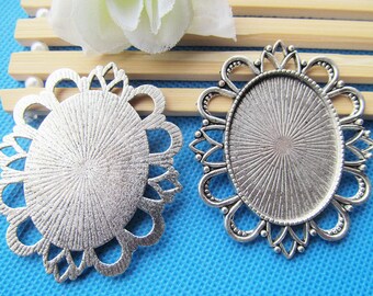 10x Ciondolo Vintage Lunetta Cabochon Impostazioni Vassoio Ovale - Foto 6