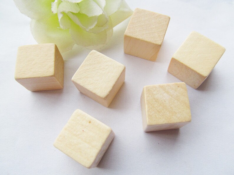 15mm Large No Hole Unfinished Square Natural Wood Spacer Beads Charm Finding,Cubic Wooden Beads,DIY Accessory image 5