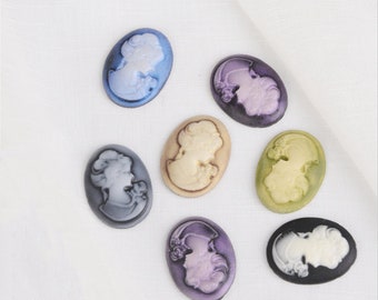 Oval Flatback Resin Relief Beauty Head Cameo Cabochon Charm Finding,Brooch Cameo,Fit 22mmx30mm Base Setting Tray Bezel,DIY Jewelry Accessory