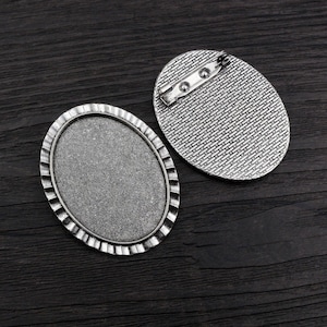Antique Silver tone/Antique Bronze/Black Blank Safety Pin Brooch/Breastpin Pendant Charm/Finding,30mmx40mm Cabochon Base Setting Tray Bezel