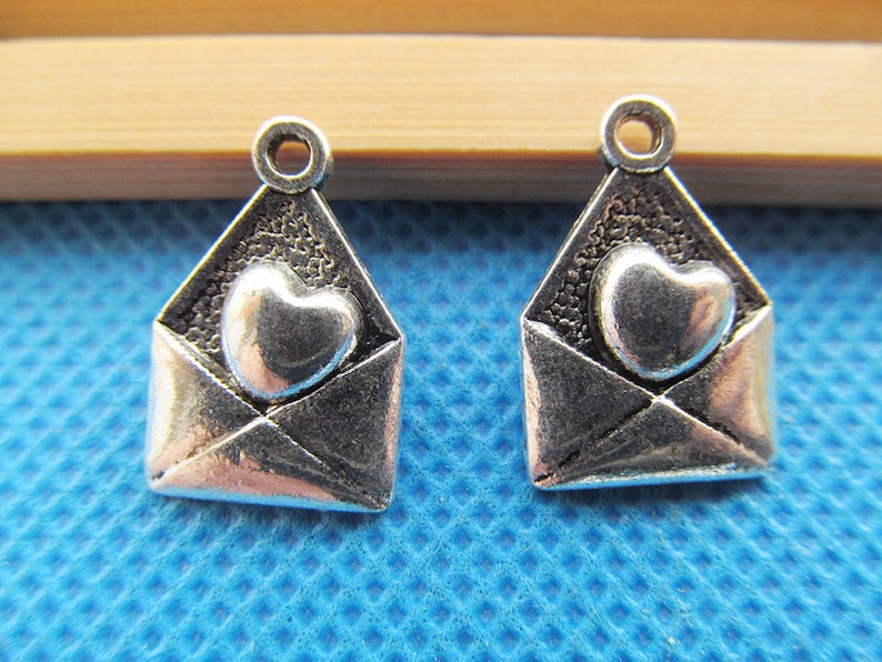 12mmx18mm Antique Silver tone Love Letter Pendant Charm/Finding,DIY Accessory Jewellry Making image 1