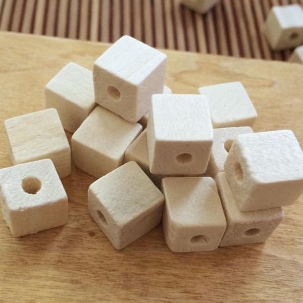 10mm Unfinished Square Natural Wood Spacer Beads Charm Finding,Cubic Wooden Beads,DIY Accessory Jewelry Making