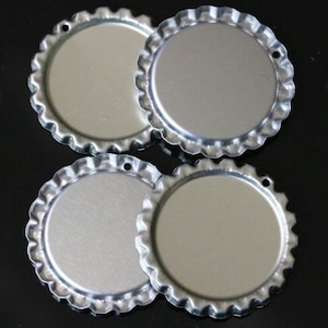 Silver Evenly Flat Beer Bottle Cap,Chrome Linerless Blank Crown Caps,fit 1" Cabochon Base Setting,Brooch,Bowtie,DIY Accessory Jewelry