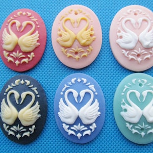 30mmx40mm Muticolor Good Quality Oval Flatback Resin Couple Swan Cabochon Charm Finding,Fit Base Setting Tray,DIY Accessory Jewellery