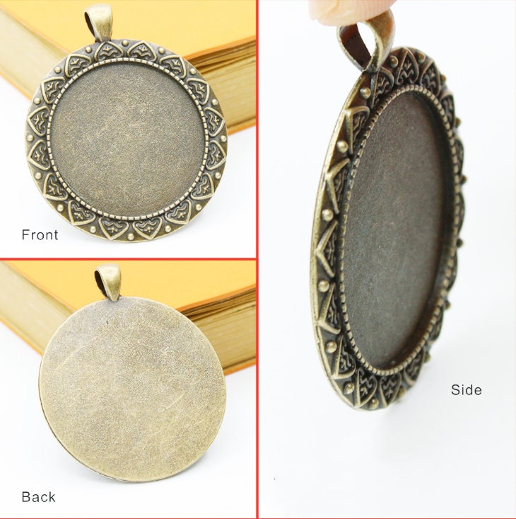 10 Ciondoli A Cuore In Lega Argento Antico – Vassoio Per Cabochon Fai Da Te – 25x23 Mm - Foto 5