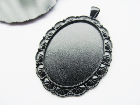 8 Colors Filigree Round Blank Base Setting Tray Bezel Pendant CharmFinding,Fit 25mm CabochonCameo,DIY Accessory Jewelry,Double Same Side