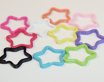 Large Heavy Multicolor Enamal Two Circle Star Key Chain Ring Clasp Connector Pendant Charm Finding,DIY Accessory Jewellry Making
