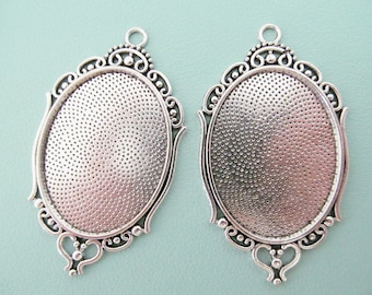 Antique Silver/Antique Bronze/Shiny Silver Oval Base Setting Tray Bezel Pendant Charm/Finding,fit 30mmx40mm Cabochon/Cameo,DIY Accessory