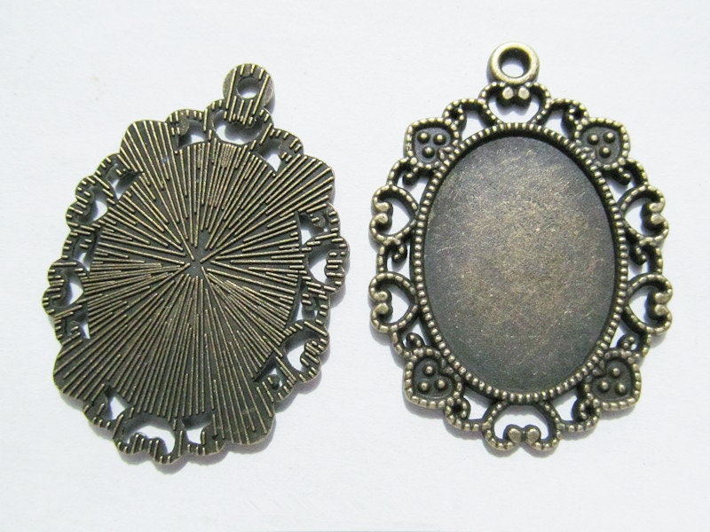 10 Ciondoli A Cuore In Lega Argento Antico – Vassoio Per Cabochon Fai Da Te – 25x23 Mm - Foto 4