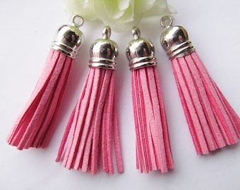 59mm Vintage Antique Bronze/Silver tone Plastic Caps Handbag Tassels,Korean Fleece Suede Cord,Chamois Macrame Bag Component Pendant Charm