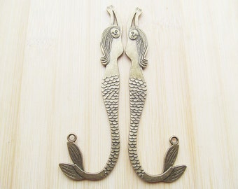 118mmx35mm Antique Bronze/Antique Silver Mermaid Hair Combs&Sticks/Kanzashi/Bookmark Pendant Charm/Finding,DIY Accessory Jewelry Making