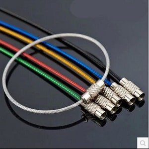 10 inches 6 colors Stainless Steel Wire Key Chain Hoop Clasp,1.5mm Thick With Twist Clasp/Screw Clasp,Wrapped PVC,DIY Jewelry Accessory