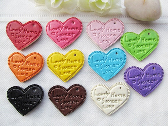 30mmx38mm Mixed Color Filigree Faux Leather Heart Charm,lovely