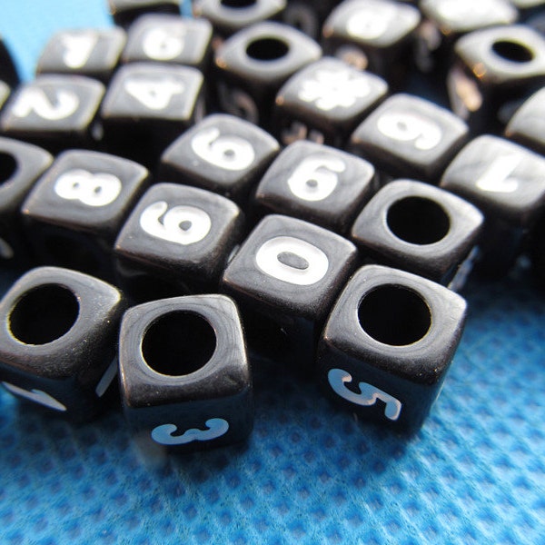 7mm Black/White Base Square Spacer Acrylic Number Beads,DIY Beads,Bracelet &Necklace Beads,Jewellery Making Beads