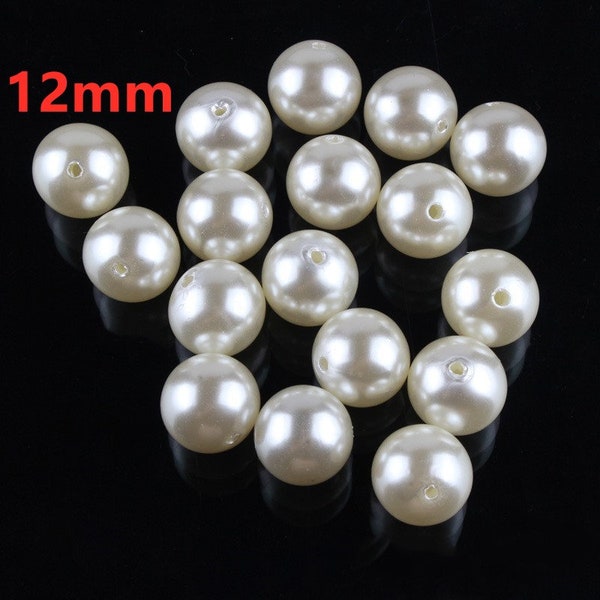 12mm Beige ABS Resin Faux Shell Pearl Spacer  Beads,DIY Beads,Bracelet  & Necklace Beads,Jewellery Making Beads