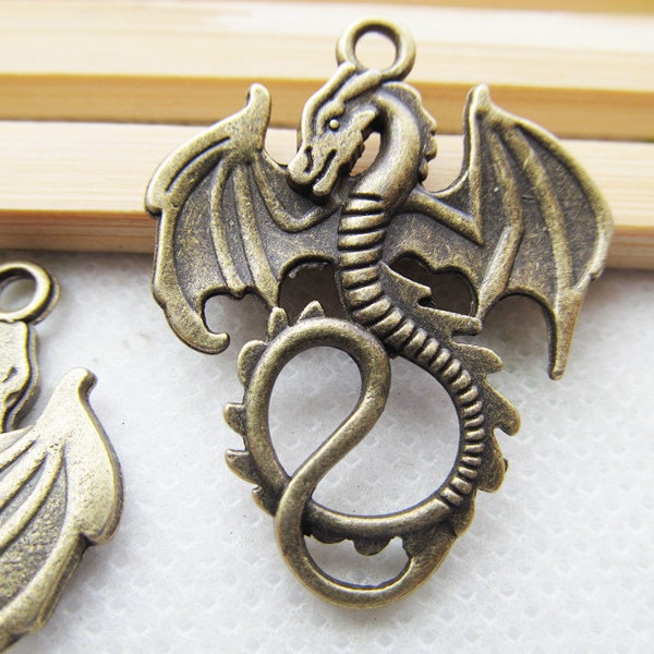 28mmx35mm Antique Silver tone/Anique Bronze Dragon Connector Pendentif Charm/Finding, DIY Accessory Jewellry Making