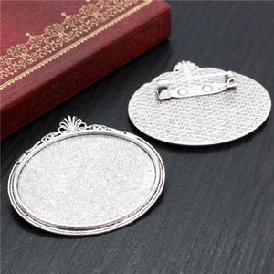 Antique Silver tone/Antique Bronze Handmade Oval Flower Brooch/Pin/Breast Pin,Base Setting Tray Bezel,Fit 30mmx40mm Cabochon Cameo