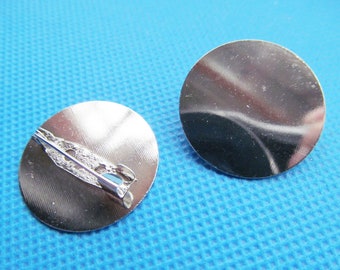 Handmade Silver tone Blank Brooch/Breastpin Charm Finding,Base Setting Tray Bezel,fit 25mm Cabochon,Clip Safety Pin/Brooch Backside