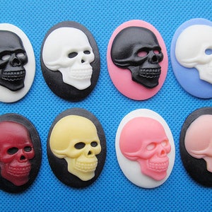 18x25mm Mixed Color Oval Flatback Resin Skull Cabochon/Cameo Charm/Finding,fit Base Setting Tray,Decoration Kit,DIY Accessory