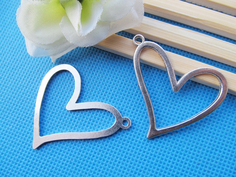 41.70mmx35mm Antique Silver toneAntique Bronze Flat Heart Frame Connector Pendant Charm Finding,Bracelet and Necklace Charm,DIY Accessory