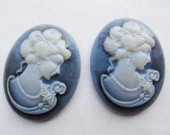 28mmx36mm Oval Flatback Purple Resin Relief Beauty Head Cameo Cabochon Charm,Fit Base Setting Tray Bezel,Brooch Cameo,DIY Jewelry Accessory