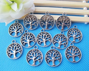 20mmx24mm Antique Silver/Antique Bronze/Gold Hollow Filigree Lucky Wish Tree of Life Round Connector Pendant Charm/Finding,DIY Accessory