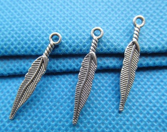 28mm Antique Silver tone/Antique Bronze Filigree Feather Pendant Charm/Finding,Bracelet Charm,Necklace Pendant,DIY Accessory Jewelry Making