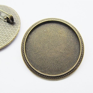 Antique Silver tone/Antique Bronze Handmade Twist Border Classic Brooch/Pin/Breast Pin,Round Base Setting Tray Bezel,Fit 30mm Cabochon/Cameo