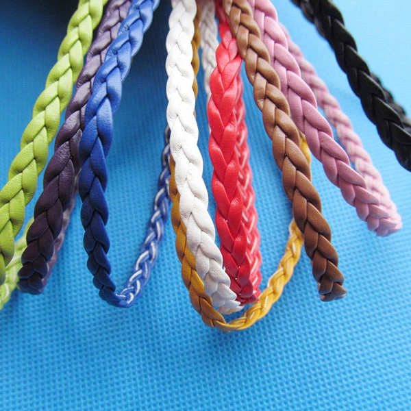 5mm 35 Colors Flat Faux Braid Leather Cords String Rope,Jewelry Beading String,Bracelet & Necklace Cord,DIY Jewelry Accessory