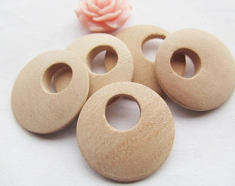 25mm Unfinished Roundure Circle Ring Big Hole Natural Wood Earring Pendant Charm Finding ,DIY Accessory Jewellry Making