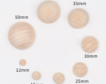 12mm Unfinished Half Hemisphere Natural Wood Ball Sticker/Patch Cabochon Charm Findings,DIY Accessory Jewelry Making