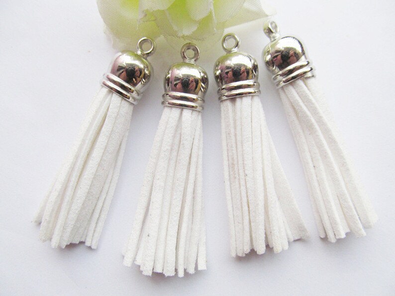 59mm Vintage Antique Bronze/Silver tone Plastic Caps Handbag Tassels,Korean Fleece Suede Cord,Chamois Macrame Bag Component Pendant Charm image 1