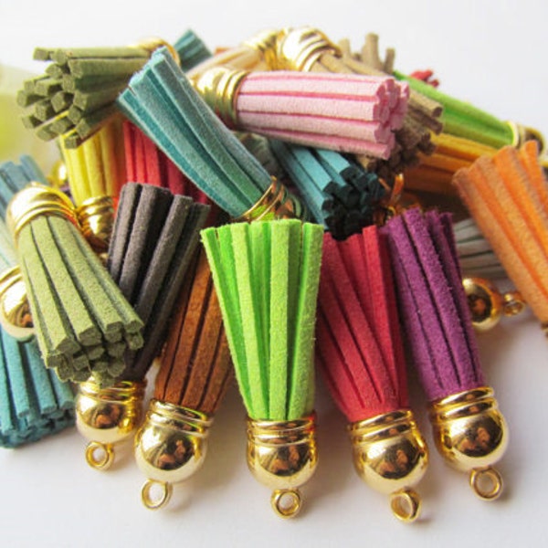 39mm Silver tone/Bronze/Golden Plastic Caps Handbag Tassels,DIY Accessories,Colorful Korean Fleece Suede Cord,Chamois Macrame Bag Component