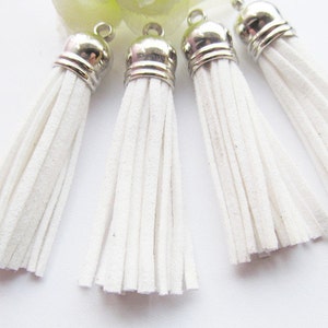 59mm Vintage Antique Bronze/Silver tone Plastic Caps Handbag Tassels,Korean Fleece Suede Cord,Chamois Macrame Bag Component Pendant Charm image 2