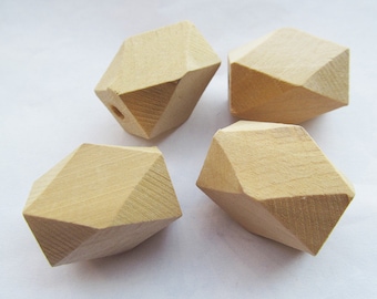 20mmx30mm Unfinished Faceted Natural Wood Spacer Beads,14 Hedron Geometricf Figure Wooden Beads Charm Finding,DIY Accessory