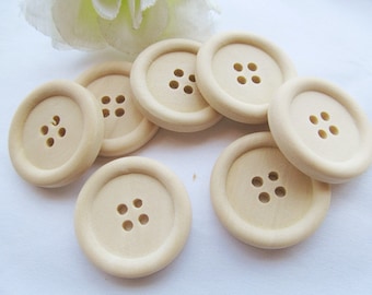 25.00mm Unfinished Natural Wood Button, 4 holes,No Varnish, for Your Handmade,DIY Accessory Jewelry Making