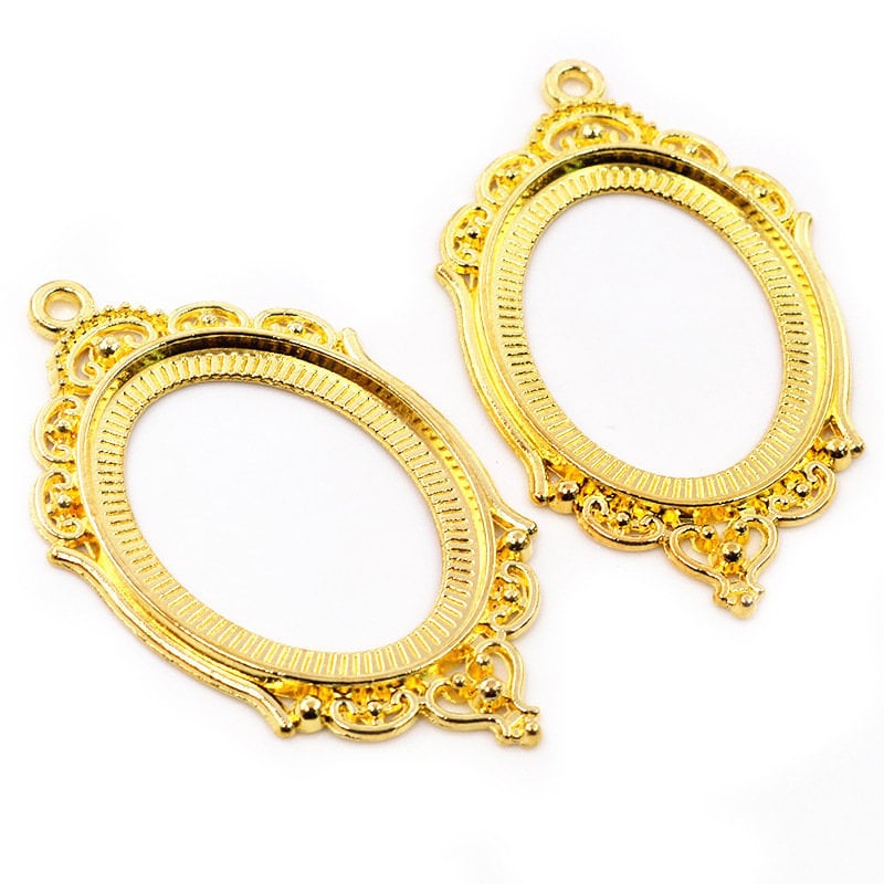 Cammei e Cabochon: Ciondolo Cammeo Fico d'India in metallo dorato 20mm