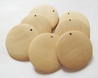 40mmx5.10mm Unfinished Large Heavy Flat Circle Round Discs Natural Wood Pendant Charm,One hole,DIY Accessory Jewellry Making