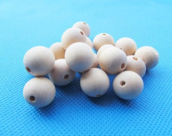 18mm Unfinished Round Ball Natural Wood Spacer Beads Charm Finding ,Hole Middle,DIY Accessory Jewellry Making