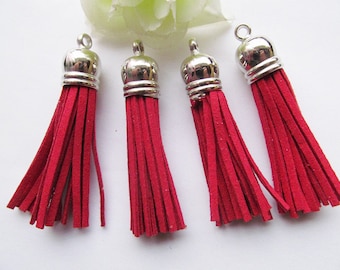 59mm Vintage Antique Bronze/Silver tone Plastic Caps Handbag Tassels,Korean Fleece Suede Cord,Chamois Macrame Bag Component Pendant Charm